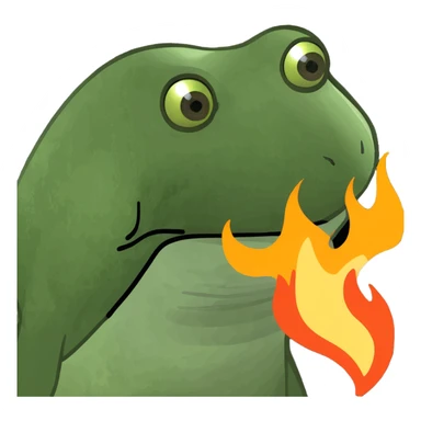 Broadcom logo with exaggerated fire, dramatic meme look sticker