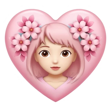 heart with sakura and a soft mist sticker