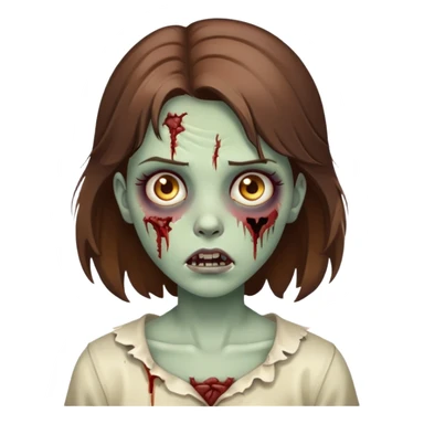 create a zombie girl with brown hair  sticker