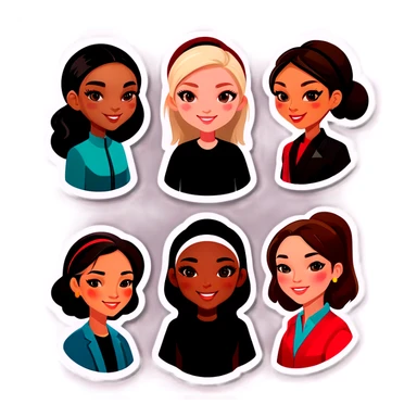 A group of women from every nationality, black, what, Asian, Hispanic, Norwegian  sticker