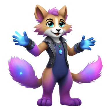 gradient-Sparkle-nebula-fursona anthropomorphic furry full body sticker