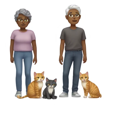 middle aged non binary person with 3 cats sticker