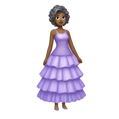 A lavender purple tiered sparkly dress. The layers should be slightly different shades of lavender and should be long  sticker
