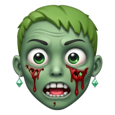 Create a zombie emoji with diamond earring sticker