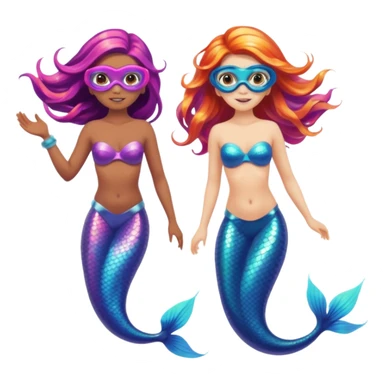 2 mermaids with snorkel mask free diving  sticker