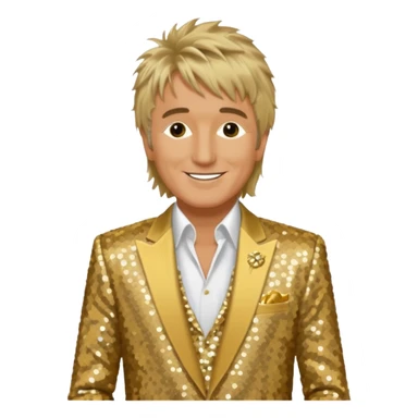 Rod Stewart with gold sequin suit jacket sticker