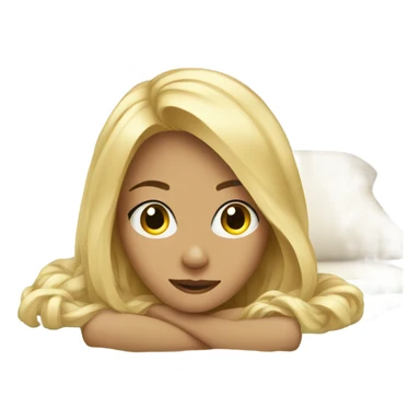 blonde girl laid on bed with a blanket sticker