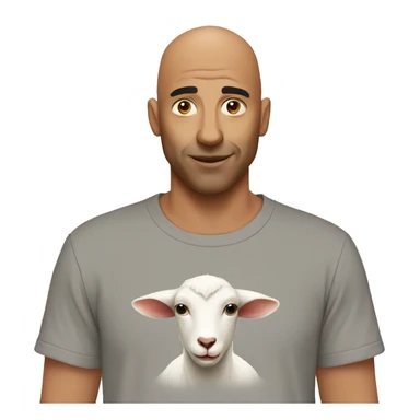 Bald man with goat tee sticker