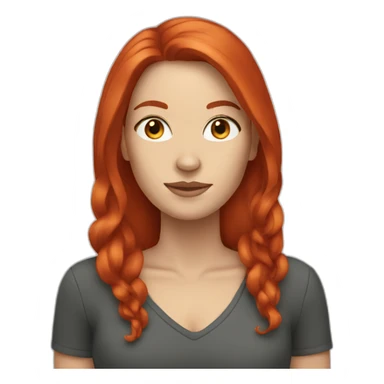White woman with long red hair sticker