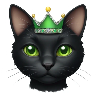 Black Cat wearing a crown green eyes  sticker