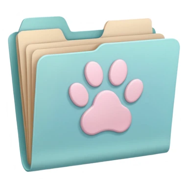 a pastel folder of documents with a pawprint on it sticker