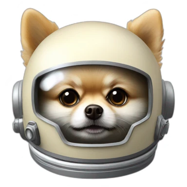 light cream pomeranian space helmet sticker