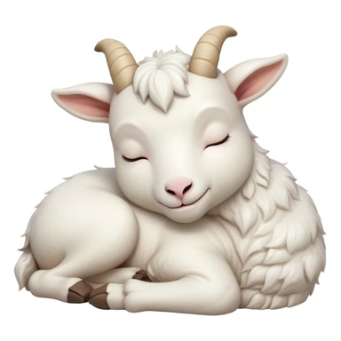 Meme-Worthy Cute Sleeping White Goat Portrait Emoji, Head resting peacefully with a contented smile, showcasing a delightfully sturdy build and a luxuriously soft white fur, eyes shut in a serene, restful nap, Simplified yet hilariously adorable features, highly detailed, glowing with a soft, drowsy light, high shine, relaxed and utterly lovable, stylized with an air of playful laziness, bright and heartwarming, soft glowing outline, capturing the essence of a comically sleepy goat, so meme-worthy it feels like it could instantly become the next viral sensation of adorable slumber! sticker