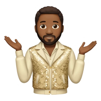 Eddie Levert from The O'Jays with dark brown hair, cream sequin outfit sticker