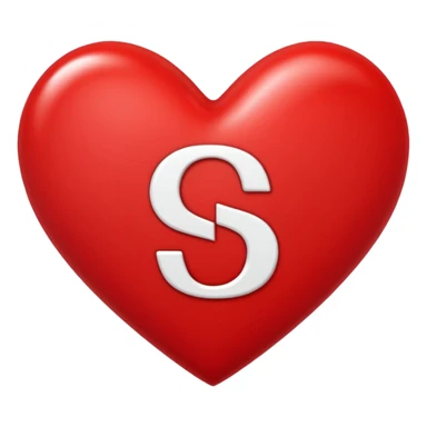 Love heart in red colour and center S letter only sticker