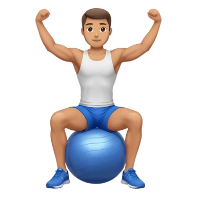 fit man with blue shorts stability ball balance sticker