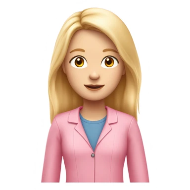 een meisje met blond haar en die is heel mooi met een roze schooloutfit sticker