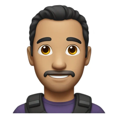 man with dark hair and pony tail sticker