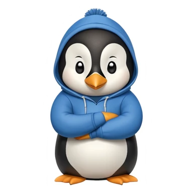 friendly anthropomorphised penguin in a hoodie and jeans relaxed pose with arms folded sticker