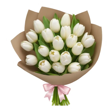 White tulips bouquet with light pink bow  sticker
