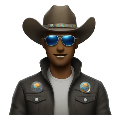 A cowboy wearing horn-rimmed shades in space sticker