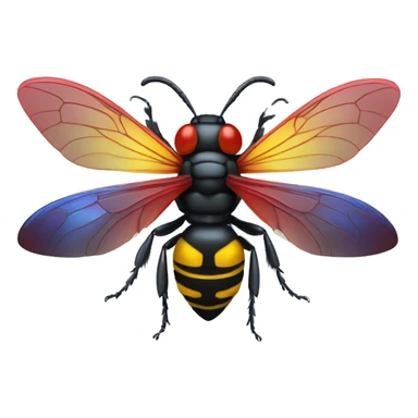 German black red yellow Wasp blue iridescent wings sticker