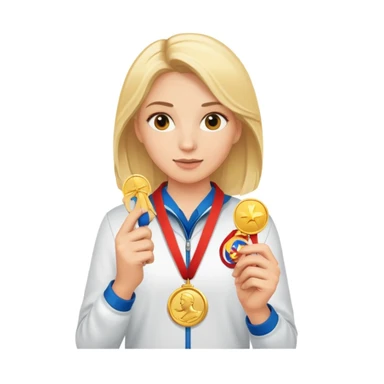 blonde woman holding a medal in her hand sticker