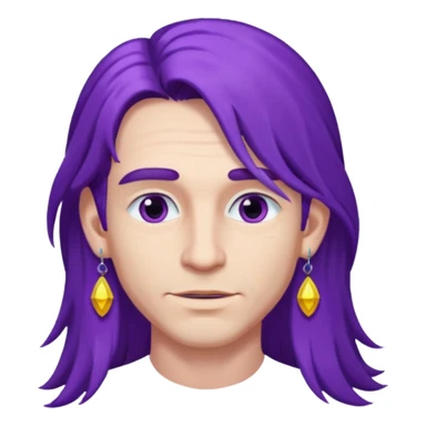 purple long haired man with earrings sticker
