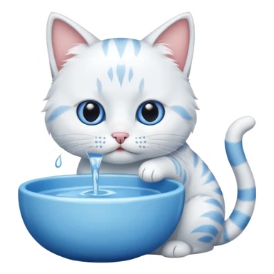 a cat drinks water from a bowl sticker