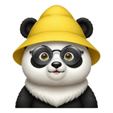 panda with yellow conical hat, glasses sticker