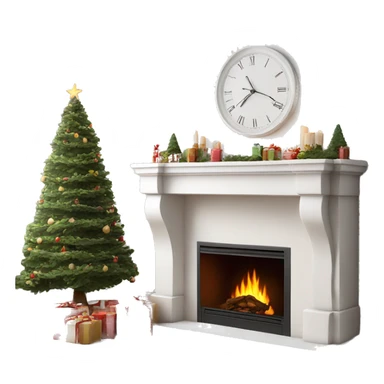 White asthetic clean Christmas fireplace  sticker