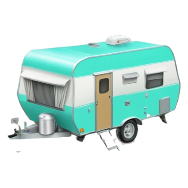 Realistic isolated tiffany blue camping trailer sticker