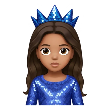 Blue Ivy Carter with long dark brown hair, periwinkle sequin outfit sticker