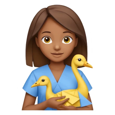 happy-african-young-girl-with-brown-hair-in-a-white-kanga-shirt-holds-an-origami-yellow-and-blue-crane sticker