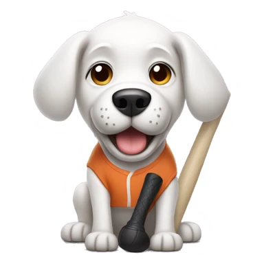 White Dog with Baseball Bat sticker