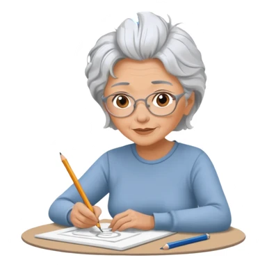 Older woman sketching in spiral pad sticker