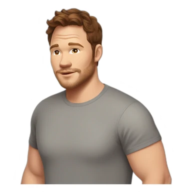 Chris Pratt brunette cartoon wearing t-shirt sticker