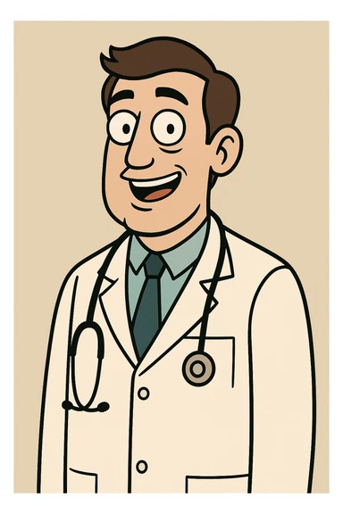 doctor, medical professional, stethoscope, friendly expression, white coat, cartoon style sticker