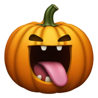 Pumkin with tongue stuck out sticker