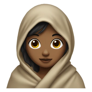 Girl with tan skin and black hair wrapped up in a blanket sticker