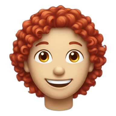Smile face white color with red curly hair sticker