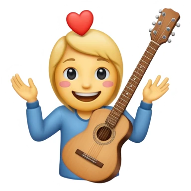 A cute emoji Heart how is holding a guitar and smile sticker