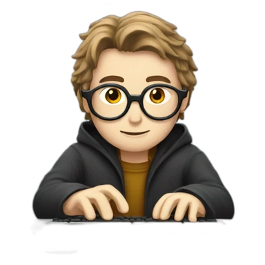 harry potter typing on computer sticker