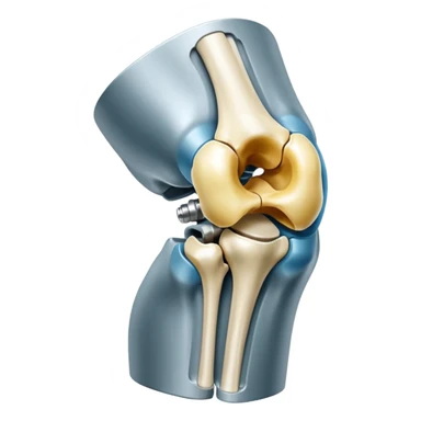 3D render of Metal Plate in Knee, X-Ray imaging aesthetic, translucent materials showing internal structure, white leg bones with bright opaque white metal screws, medical scan style, Apple emoji style, isolated on white background --v 6.0. sticker
