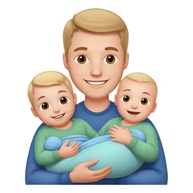 white man with three babies sticker