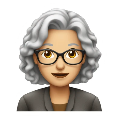 Grey haired lady with coffee sticker