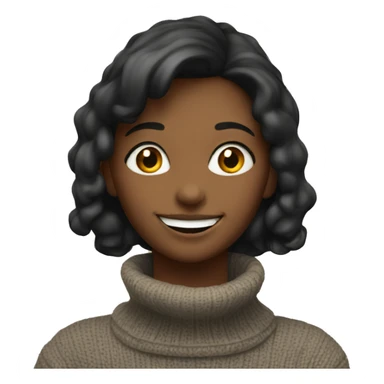 smiling girl in turtleneck sweater smoking sticker