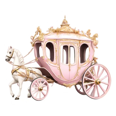 highly detailed Rococo carriage pale pink sticker