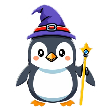 A penguin wizard sticker