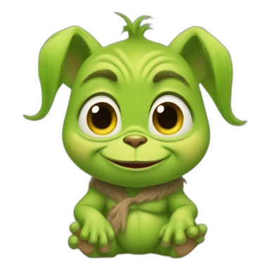 Japanese rounded baby Grinch  sticker